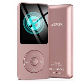 AGPTEK A02S 16GB MP3 Player, 70 Hours Playback Lossless Sound Music Player, Supports up to 128GB, Rose Gold