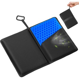 Bike Seat Cushion for Recumbent Bike & Travel | Foldable Padded Gel Exercise Bicycle Seat Cover for Rowing Machine, Concept 2 Rower Accessories - 15" x 10.5" | Non-Slip, Portable, Thick Pad