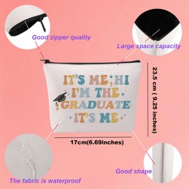 Graduate Cosmetic Bag Graduation Day Makeup Bag College High School Student Graduation Gift Class of 2025 Gift for Friend (CA-It'sGraduateMup)