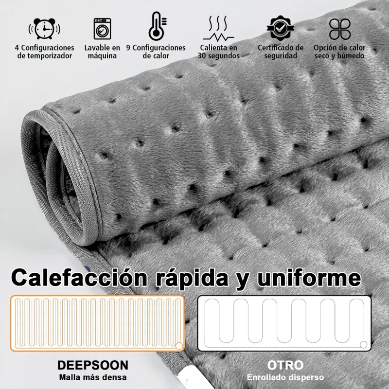 Compresa Caliente Eléctrica 9 Niveles Temperatura 60*30cm
