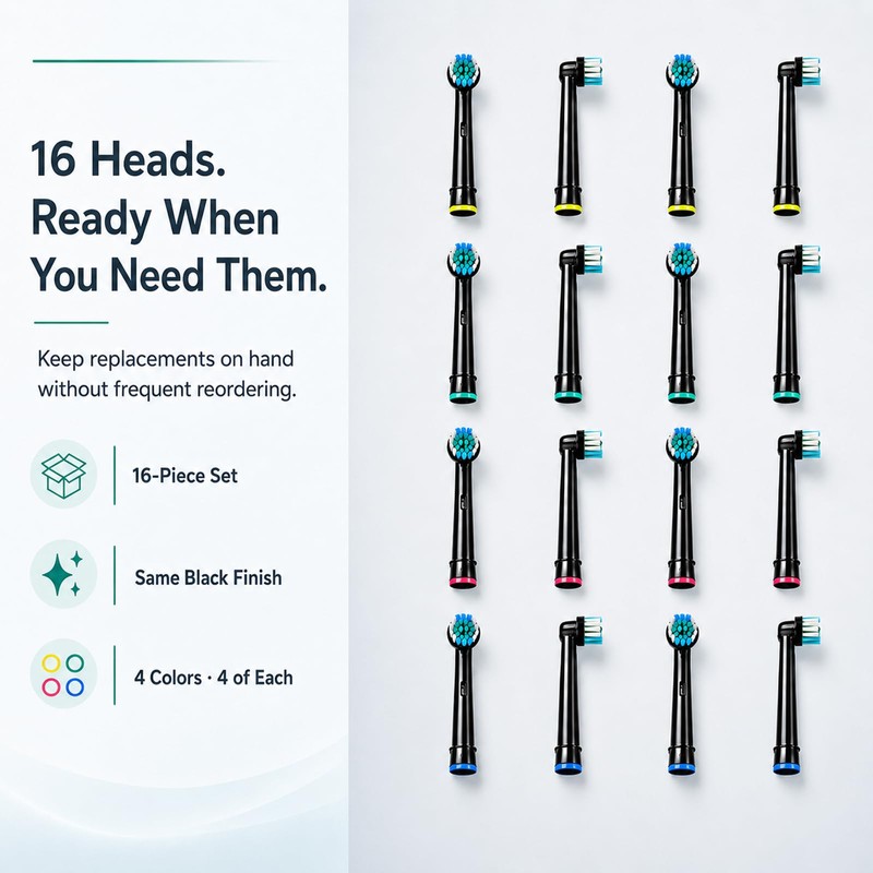 16 Pack Precision Clean Replacement Toothbrush Heads Compatible with Oral