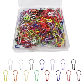 200Pcs Colored Bulb Safety Pins, BetterJonny Bulk Metal Pear Shaped Pins Assorted Color Knitting Stitch Markers for Clothes Sewing Making Craft with Storage Box