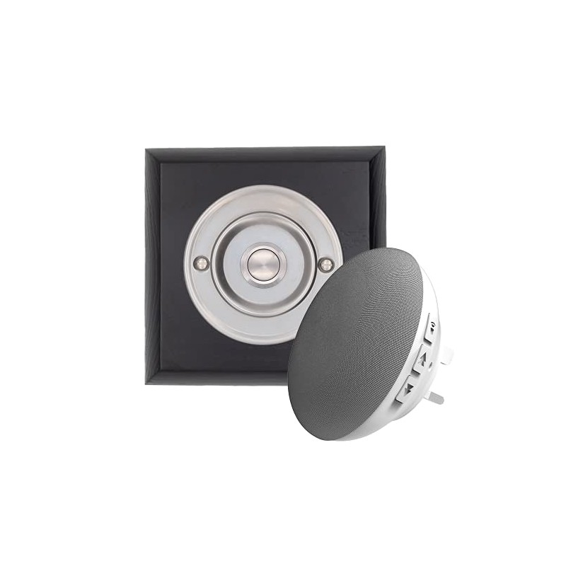 Modern Living Square Wireless Doorbell in Black Ash and Brushed