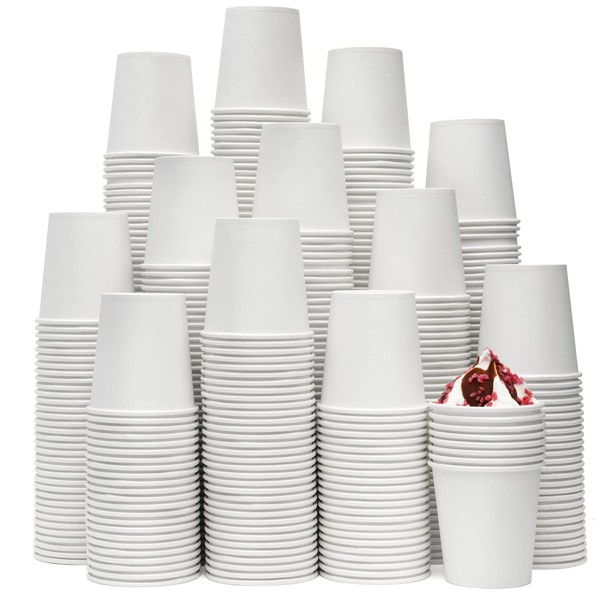 Vumdua 500 Pcs 6 oz Disposable Paper Coffee Cups, Hot/Cold Beverage Drinking Cup for Coffee, Tea, Juice, Espresso & Cortado (White)