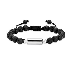 Oinsi Lava Rock Bracelet With Tube Memorial Urn Jewelry For Ashes Of Loved Ones Keepsake Cremation Bracelet Women Men Adjustable Length, Adjustable, Stainless Steel, stainless steel