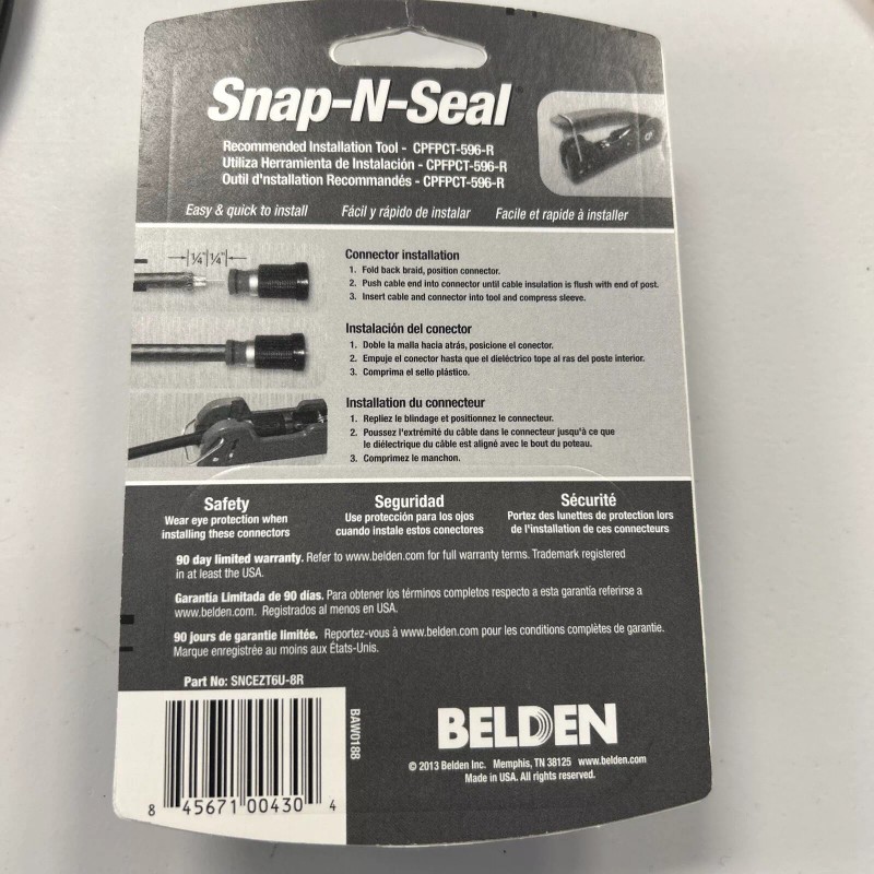 Belden Snap-N-Seal Connectors RG6/6QS Set of 8 New Sealed