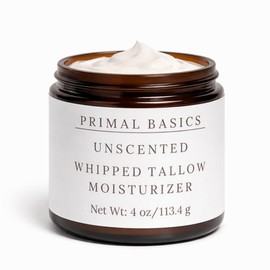 100% Grass Fed Grass Finished Whipped Beef Tallow Moisturizer/Body Balm for Face, Body, Oily, Dry, Sensitive Skin -Contains Vitamins A, D, E, K -USA Made (4 oz, Unscented)