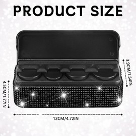 Bling Coin Holder for Car,Rhinestone Car Change Holder,Vehicle Coin Oraganizer with 4 Compartments Compatible with Quarter/Nickel/Pennies/Dimes,Universal Car Coin Change Organizer Accessory (Black)