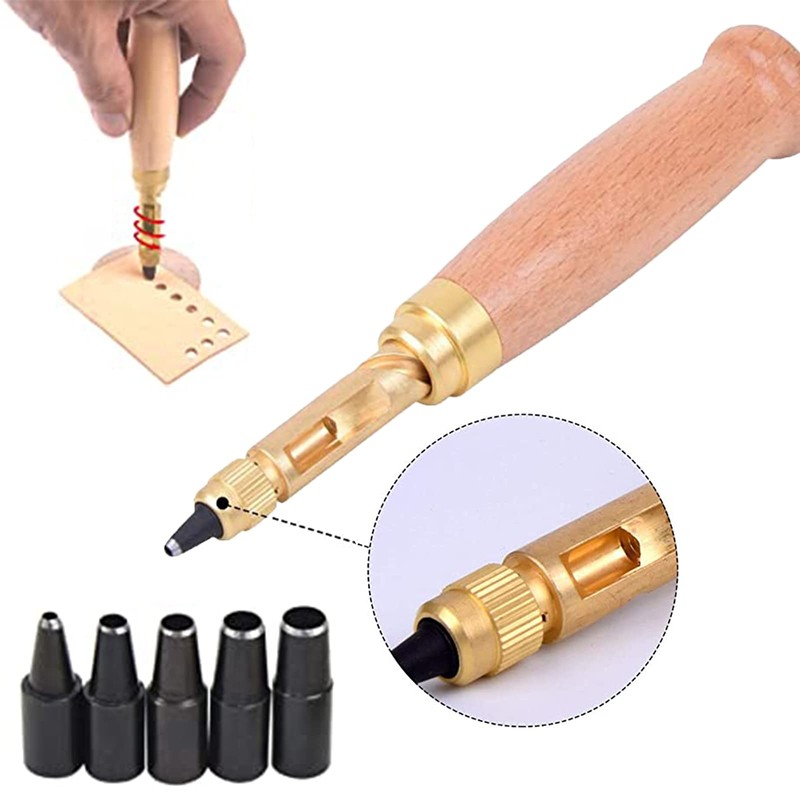 6-Piece Automatic Hole Punch, Automatic Punch, 130 mm Interchangeable Hole
