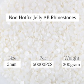 Big Pack 3mm 50000PCS Resin Rhinestone Flatback Round AB Jelly Color Rhinestones for Nail Art, Bottles, Makeup Clothes Shoes Cup DIY Crafts Supplies