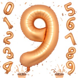 40 Inch Number 9 Balloons for Boys, Orange Large 9th Birthday Number Balloons Decor, Helium Self Inflating Foil 9 Balloons for Girls Birthday Anniversary Celebration Wedding Party Decorations Supplies