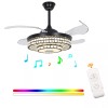 42" Retractable Ceiling Fan Light & Bluetooth Speaker Dimmable LED