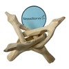 NessaStores- Natural Carved Tripod Wood Stand Holder 4 Inch #JC-066