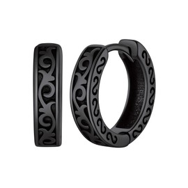 ChicSilver Black Earrings for Men Hypoallergenic Earrings Hoops Celtic Knot Vine Small Hoop Earrings Men