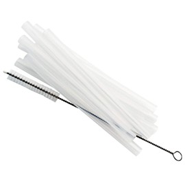 Platinum Silicone Reusable Drinking Straws, Mason Jars and Other Glasses and Cups (8 Medium Straws + Cleaning Brush)