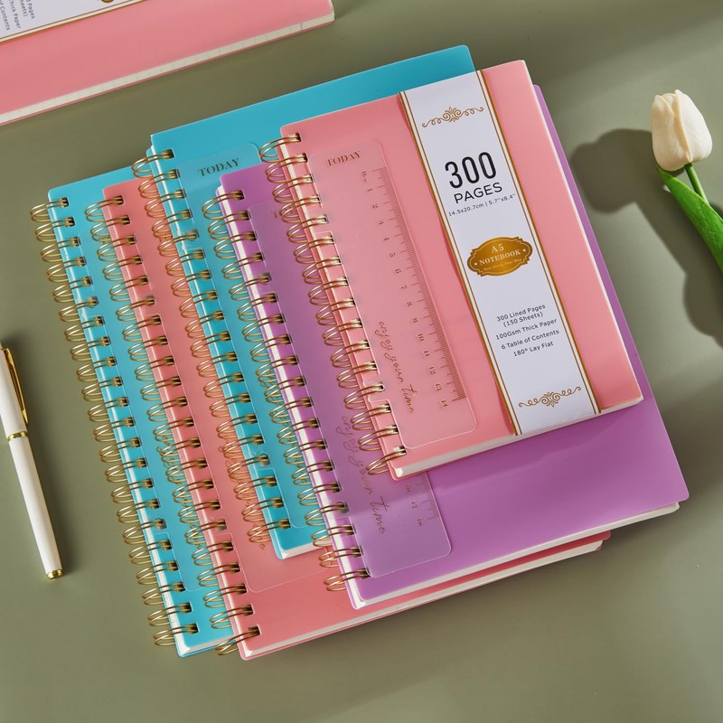 NIRMIRO Notepad, Notebook A5, 300 Pages/150 Sheets Wirebound Spiral Notebook