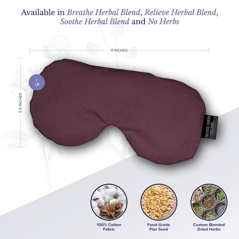 Mother Earth Pillows Sinus Flax Pillow for Natural Relief (Eggplant