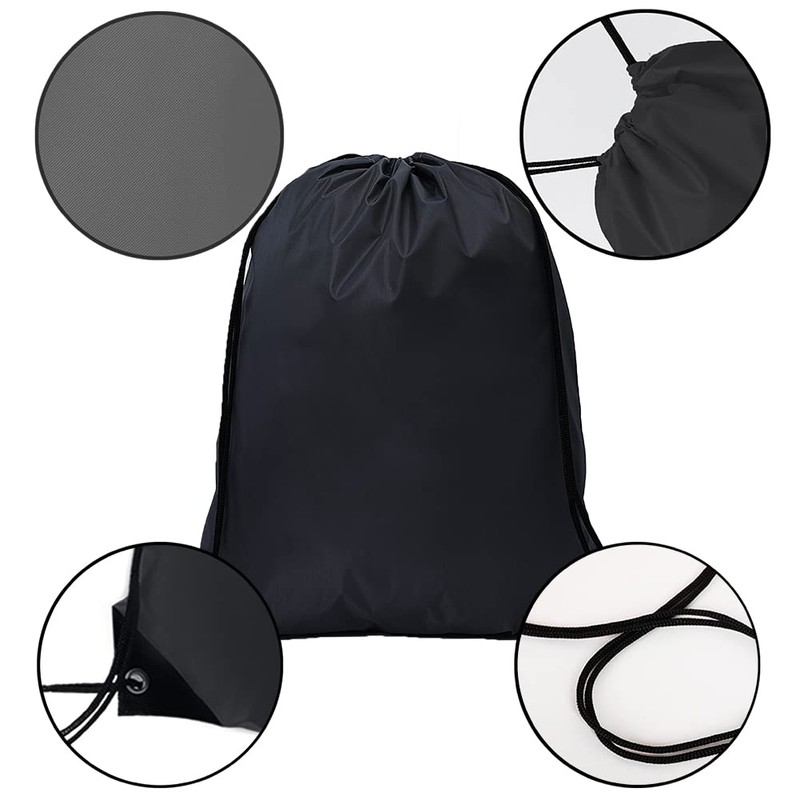 CODOBON Mochila con cordón a granel, bolsa de poliéster, Negro