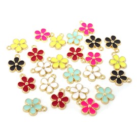 Honbay 24 colgantes de flores esmaltadas para hacer joyas o manualidades