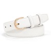 JASGOOD Women's Leather Belt White for Jeans Pants Fashion Gold