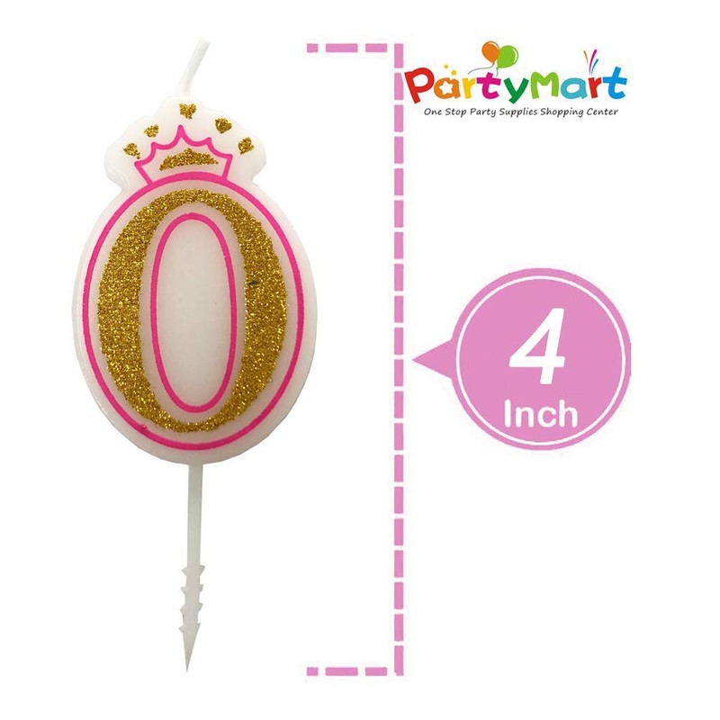 PartyMart Number 1 Giltter Candle, Pink Number 1