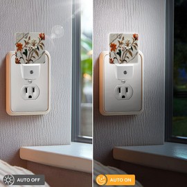 Jahiona LED Night Light Lamp with Smart Sensor Dusk to Dawn Sensor,Marble with Spring Floral Night Light Daylight White,0.5W Plug-into Wall for Adults,Bedroom,Bathroom,Hallway,Kitchen