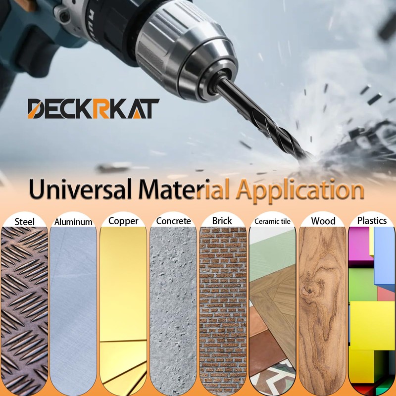 DECKRKAT 6-Piece Black Masonry Drill Bit Set for Concrete, Brick,