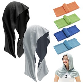 6 Pcs Cooling Hoodie Towels, 2 Style Cooling Sweat Towel, Absorbent Sports Towel Wraps for Neck and Face Quick Drying Yoga Gym Camping Towel Cooling Towels for Hot Weather Travel