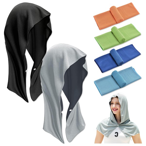 6 Pcs Cooling Hoodie Towels, 2 Style Cooling Sweat Towel,