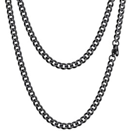 PROSTEEL Curb Chain Cuban Link Chains Necklaces 18 inch Men Necklace for Pendant Jewelry Neck Chain Black