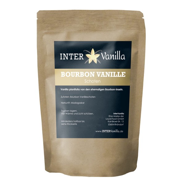 InterVanilla Premium Bourbon Vanilla Beans, Pack of 20, 16-18 cm