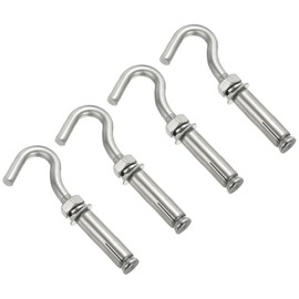 PATIKIL Expansion M10 Hook 4 Pack 304 Stainless Steel Concrete Wall Screw Open Cup for Brick Stone Ceiling Hanging Silver