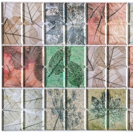 Dundee Deco PG7043 Multicolor Faux Abstract Floral Pattern in Squares, 3.2 ft x 1.6 ft, PVC 3D Wall Panel, Interior Design Wall Paneling Decor, 5 sq. ft.