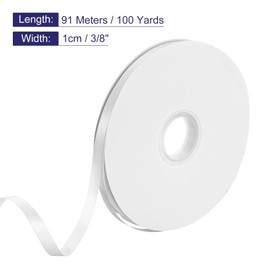 sourcing map Satin Ribbon, 3/8 Inch x 100 Yards White Double Face Polyester Satin Ribbon for Gift Wrapping, Crafts, Wedding Party Decorations, Bow Making