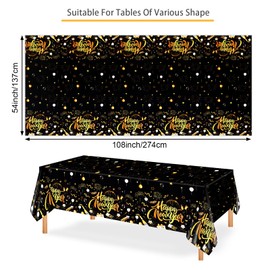 PHOGARY Nye Tablecloth for Happy New Years Decorations 2025, 3 Pack Disposable New Year Tablecloths, Rectangle New Years Table Cloths for Parties, New Years Eve Party Supplies Table Decor