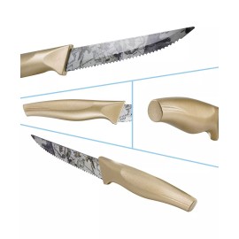 Karcu Zodiac Print Premium Steak Knife Set 6 pc, with Serrated Blades