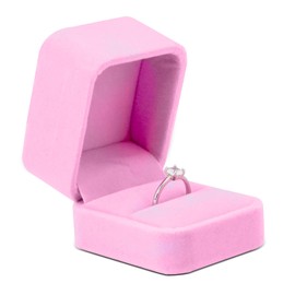 Bototack Velvet Ring Box Engagement Ring Box Wedding Ring Box, Small Jewellery Gift Box Ring Box for Proposal Wedding Anniversary Valentine' Day (Pink)