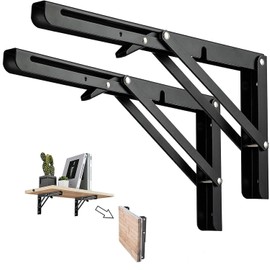 Folding Console Heavy Duty 250 mm, Stainless Steel Folding Shelf Support for Wall Mounting, Heavy Duty Shelf Brackets Foldable up to 50 kg, Space-Saving Foldable for Kitchen, Garage, Workshop