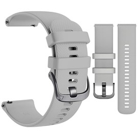 Wearable4U Silicon Wristband Strap 18mm QuickFix for Garmin Venu 2S (Gray+Black Buckle)