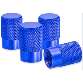MEAJOO 4PCS Tire Valve Stem Caps, Corrosion Resistant Leak-Proof, with Rubber O-Ring, Universal Wheel Tyre Stem Covers for Cars, SUV, Trucks, Bikes, Motorcycles, Bicycles(Blue)