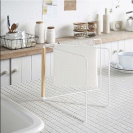 Kitchen Countertop Dish Cloth Drying Rack, 3 Arms Folding Dishcloth Holder Dish Cloth Rag Towel Hanging Rack Organizer, White(White)