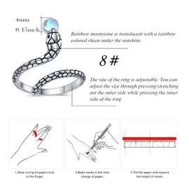 Snake Earrings 925 Sterling Silver Snake Moonstone Rings Earrings Women's Stud Earrings Animal Earrings Moonstone Jewellery Mother's Day Gifts Valentine's Day for Girls Men, Sterling Silver