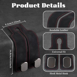 2Pcs Universal Car Seat Back Double Hook, Heavy Duty Headrest Purse Hooks, 2 in 1 Leather Car Multifunctional Hook, Auto Storage Organiser Hooks, Car Inside Hangers for Bags Grocery Handbag
