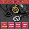 FaithHeart Viking Runes Compass Necklace, Norse Runes Vegvisir Symbol Neck