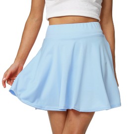 Sinono Minifalda plisada básica elástica sólida acampanada casual, Azul (Sky Blue), XXL