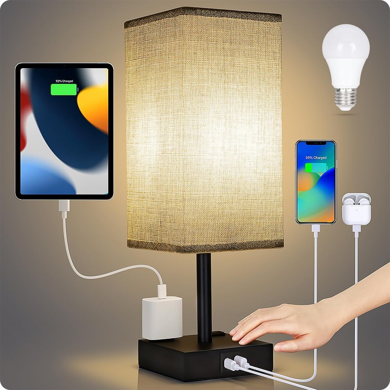 Soilsiu Bedside Table Lamp for Bedroom - Touch Small Lamp