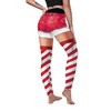 Roevite Women's High Waist Christmas Leggings Striped Reindeer Sknowflake Printed