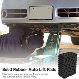 4 Pcs Solid Rubber Auto Lift Pads, Heavy Duty Rubber Lift Blocks, Anti-Slip Car Lift Spacer Pads, Sturdy Frame Rail Protectors for Automotive Jacks & Racks, 6000 lbs Capacity