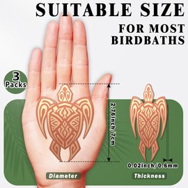 Bird Bath Copper Disk, 3Pcs 99.99% Pure Copper Bird Bath Purification Disk 0.6mm Physical Safe Clean Water All-Season, Universal Natural Fit for Outdoor Birdbaths, Bowl, Garden Fountain（Turtle）
