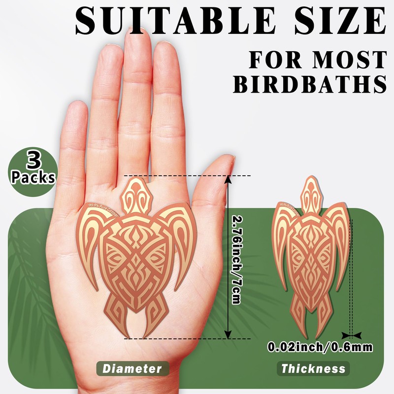Bird Bath Copper Disk, 3Pcs 99.99% Pure Copper Bird Bath